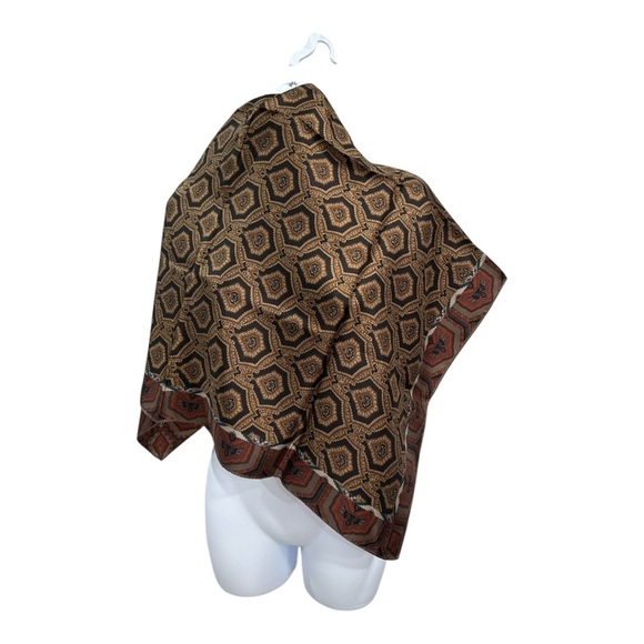 Echo Scarf "Club 7" Black Brown Geometric And Pailsley Print Silk - Picture 8 of 12